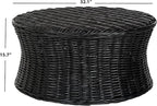 SAFAVIEH Home Collection Ruxton Black Rattan Round Coffee Table Ottoman - Image 3
