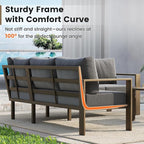 UDPATIO 6 Piece Patio Furniture Set, Faux Wood Metal Outdoor Sectional Sofa - Image 2