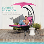 Best Choice Products Outdoor Hanging Curved Steel Chaise Lounge Chair Swing - Image 8