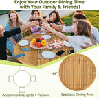 Tangkula 5 Pieces Patio Dining Set, 4 Patio Wicker Armchairs and Round Acacia - Image 8