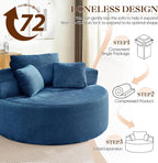 Antetek Oversized Round Chaise Longue Chair Indoor, Modern 55-inch Upholstered - Image 6
