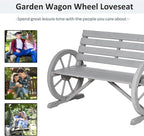 Outsunny 41" Wooden Wagon Wheel Bench, Rustic Outdoor Patio Weather Resistance - Image 7