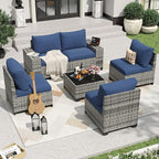 Aoxun 6 Pieces Patio Furniture Set Wicker Rattan Outdoor Sectional Conversation - Image 2