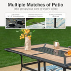 PHI VILLA Outdoor Dining Table for 6, Rectangular Metal Wrought Iron Table - Image 5