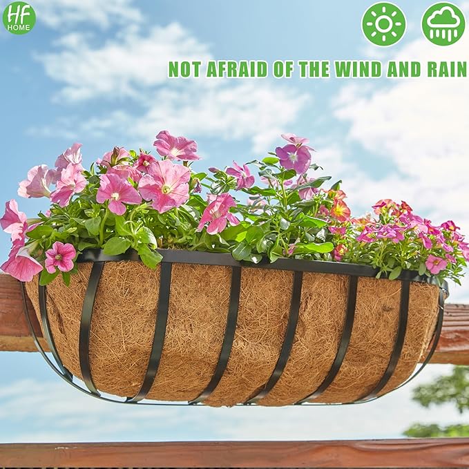 HFHOME 2 Pcs Coco Liners for Planters 24 Inch, Horse Trough Coconut Planter - Image 5
