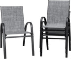 Flamaker Patio Chairs Stackable Dining Chairs Set of 4 Metal and Teslin Outdoor by Flamaker