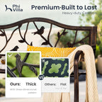 PHI VILLA Outdoor Garden Park Bench Patio 50" Metal Bench, Steel Frame Bench - Image 4