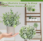 Fake Plants, Eucalyptus Greenery Plastic Fake Green Grass Plants - Image 3