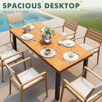 Flamaker Dining Table for 6 Acacia Wood Indoor Outdoor Home Kitchen Table - Image 4