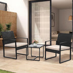 3 Piece Wicker Patio Bistro Set, Rattan Conversation Set - Image 2