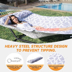 2 Person Outdoor Hammock with Stand, Cotton Rope Hammock with Polyester Pad - Image 5