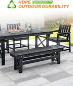 HDPE Outdoor Dining Set of 6, Patio Dining Table Set - Image 4