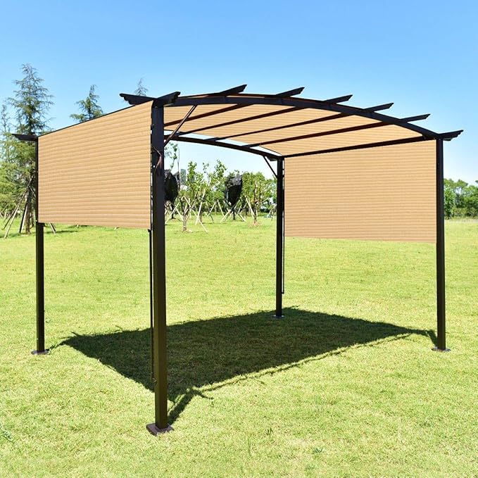 Eden's Decor Straight Flat-Edged Sun Shade Sail Rectangular 7' x 15' Beige - Image 5