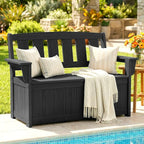 SERWALL HDPE Outdoor Storage Bench, All-Weather, UV-Resistant Deck Box - Image 2