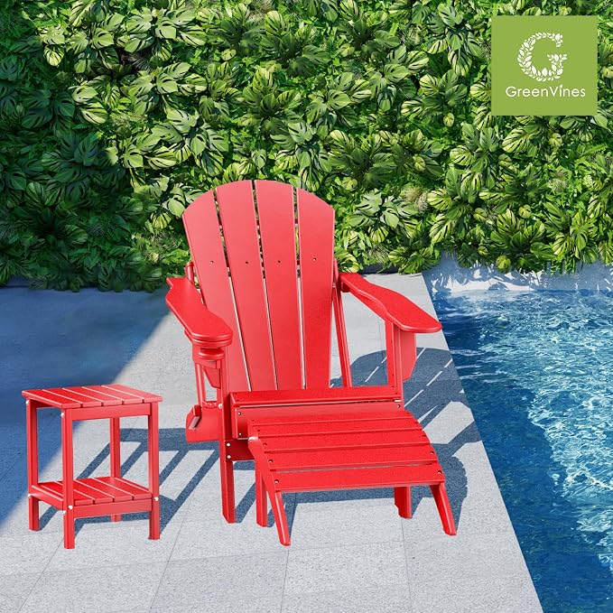 GREENVINES Adirondack-Outdoor-Side-Table | Set of 4 | 14 x 13 Inches | HDPE - Image 2