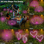 Solar Garden Lights Outdoor, 2 Pack 120 LED Twinkling Firework Lights Decorative - Image 4