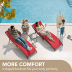Devoko Patio Chaise Lounge Sets Outdoor Rattan Adjustable Back 3 Pieces - Image 2