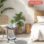 Outdoor Side Table Round Small Mosaic Patio Accent Indoor End Plant Metal - Image 5