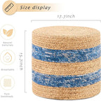 Handwoven Ottoman Pouf, Natural Water Hyacinth Footstool, Round Braided Outdoor - Image 3