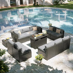 Aoxun Patio Furniture Set with Fire Pit Table, 12 Piece Outdoor Sectional Sofas - Image 8