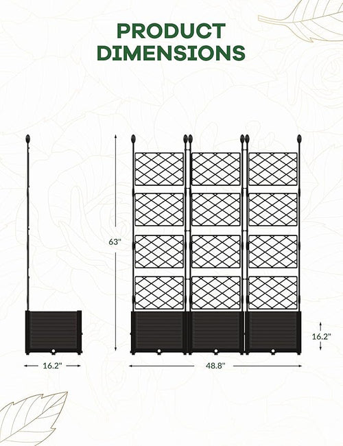 3 PCS Raised Garden Bed with Trellis, Outdoor Vertical Garden with Privacy - Image 2