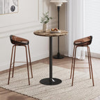 Flamaker Round Bistro Pub Table Modern Style Metal Base MDF Top Cocktail Bar - Image 2