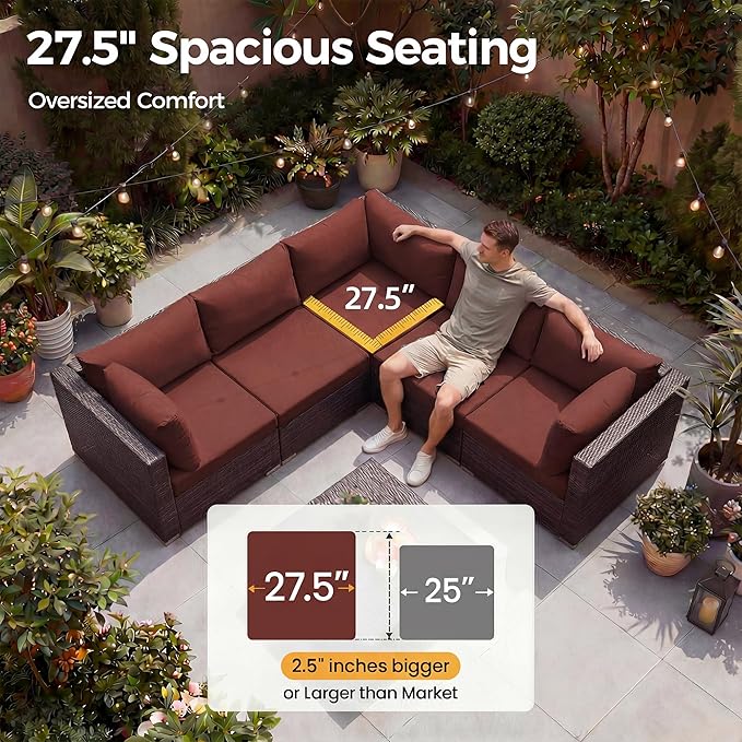 NICESOUL 29.3'' High Back Wicker Patio Furniture Set - Image 5
