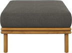 Modway Wren Teak Wood Outdoor Ottoman in Natural Flint Gray - Image 7