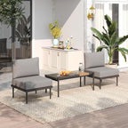 Sundale Outdoor 3 Pieces Patio Furniture Set, Metal Outdoor Sectional Sofa by SundaleOutdoor