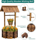 UDPATIO Rustic Solid Fir Wood Wishing Well Planter - Image 2