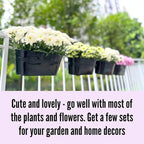 LaLaGreen Rail Planter Outdoor Plants Black Metal Iron Hanging Flower Pots Deck - Image 7