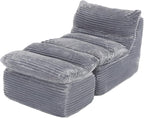 Boneless Chaise Lounge Chair Indoor, Adult Bean Bag Chair - Image 3