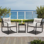 Greesum 3 Pieces Rocking Wicker Bistro Set, Patio Outdoor Furniture - Image 3