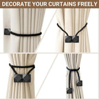 Hion Magnetic Curtain Tiebacks Black 6 Pack, Curtain Tiebacks Buckles Holdbacks - Image 7
