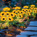 2 Pack with 12 Sunflower Solar Lights Outdoor Garden Decor, Solar Flowers - Image 3