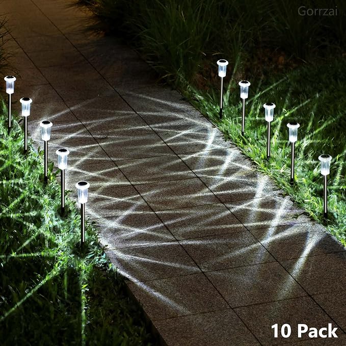 Solar Pathway Lights 10 Pack Christmas Solar Lights Outdoor Waterproof 6000K - Image 5