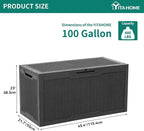 YITAHOME 100 Gallon Resin Deck Box, Weather Resistant Outdoor Storage Box - Image 7
