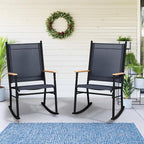 Shintenchi 2 Pcs Outdoor Rocking Chairs Set, Upgraded High Back Patio Rocking - Image 7