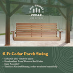 All Things Cedar Wooden Porch Swing, Outdoor Patio Furniture, 6 Foot - Image 2