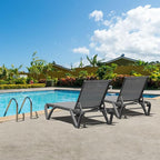 Domi Pool Lounge Chairs Set of 2, Aluminum Adjustable Outdoor Chaise Lounge - Image 7