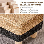 Wimarsbon Natural Seagrass Footstool Ottoman Rectangular Footrest Pouf Ottomans - Image 4