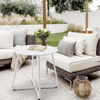 Outdoor Table Small Patio Side Table Waterproof Round Metal Side Table Weather - Image 2