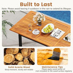 Tangkula 7 Piece Patio Dining Set, Outdoor Acacia Wood Cushioned Chairs and - Image 5