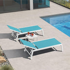 PURPLE LEAF Oversize Chaise Lounge Chair Outdoor 2 Pieces White Aluminum Lounge - Image 2