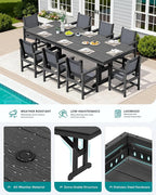 SERWALL 9 Piece Outdoor Dining Set - Image 4