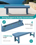 SERWALL 2-Person Outdoor Bench Backless, HDPE Outdoor Benches Weatherproof - Image 5