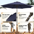 Ayge 9FT Large Outdoor Patio Umbrella Market Table Umbrella-UV Resistant - Image 3
