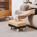 Wimarsbon Natural Seagrass Footstool Ottoman Rectangular Footrest Pouf Ottomans - Image 2