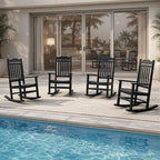 Patio Rocking Chair Outdoor Set of 4, Weather Resistant Poly Resin Oversized - Image 2