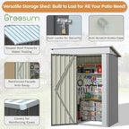 Greesum 5×3 FT Outdoor Storage Shed, Metal Storaged Sheds Without Floor - Image 4